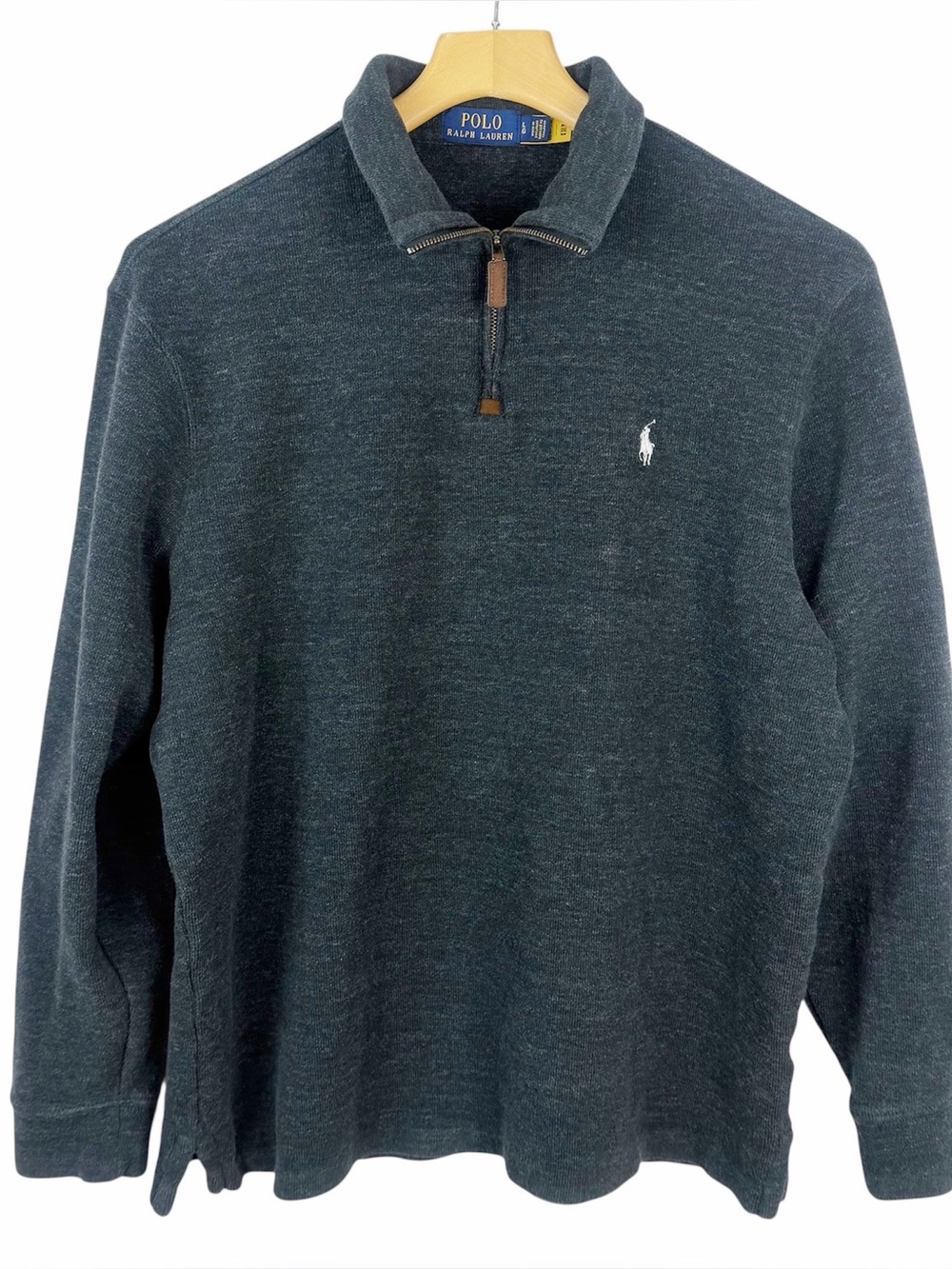 Polo Ralph Lauren Quarter 1/4 Zip Pullover Dark Gray Cotton Size Large